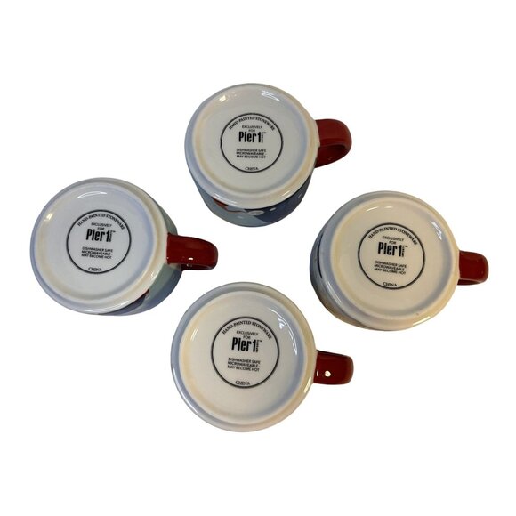 Pier 1 Imports Set-4 Stackable Christmas Winter Doggie Theme Coffee Cups 8 oz - Picture 7 of 8